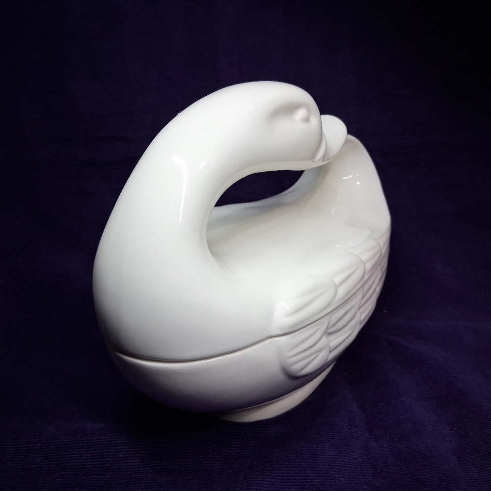 Vintage Fitz And Floyd Swan Porcelain Jewelry Trinket Holder *flaw* - Picture 5 of 16